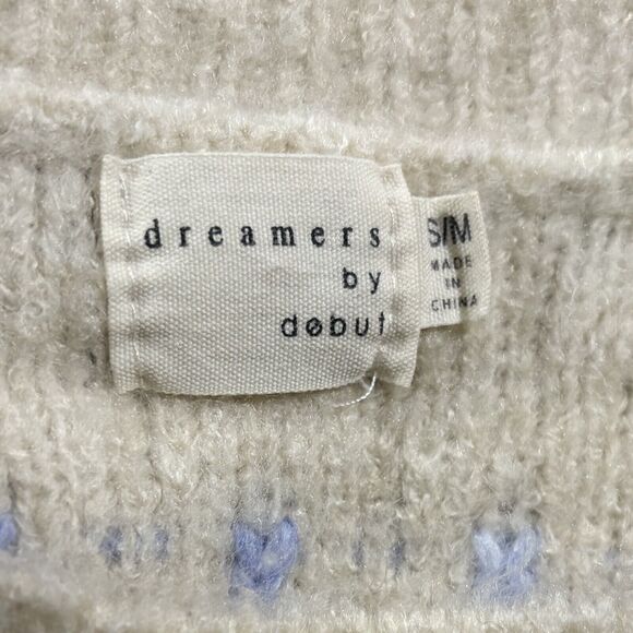 Dreamers by Debut Sweater Ivory Women's Tulips Crew Neck Warm Soft Pullover S/M - Picture 8 of 10